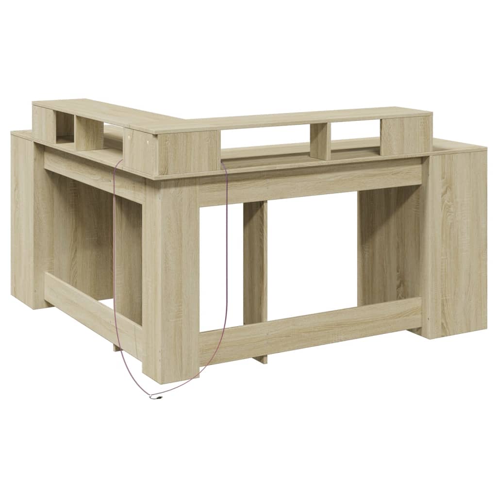 LED desk Sonoma oak 152x152x91 cm wood-based material
