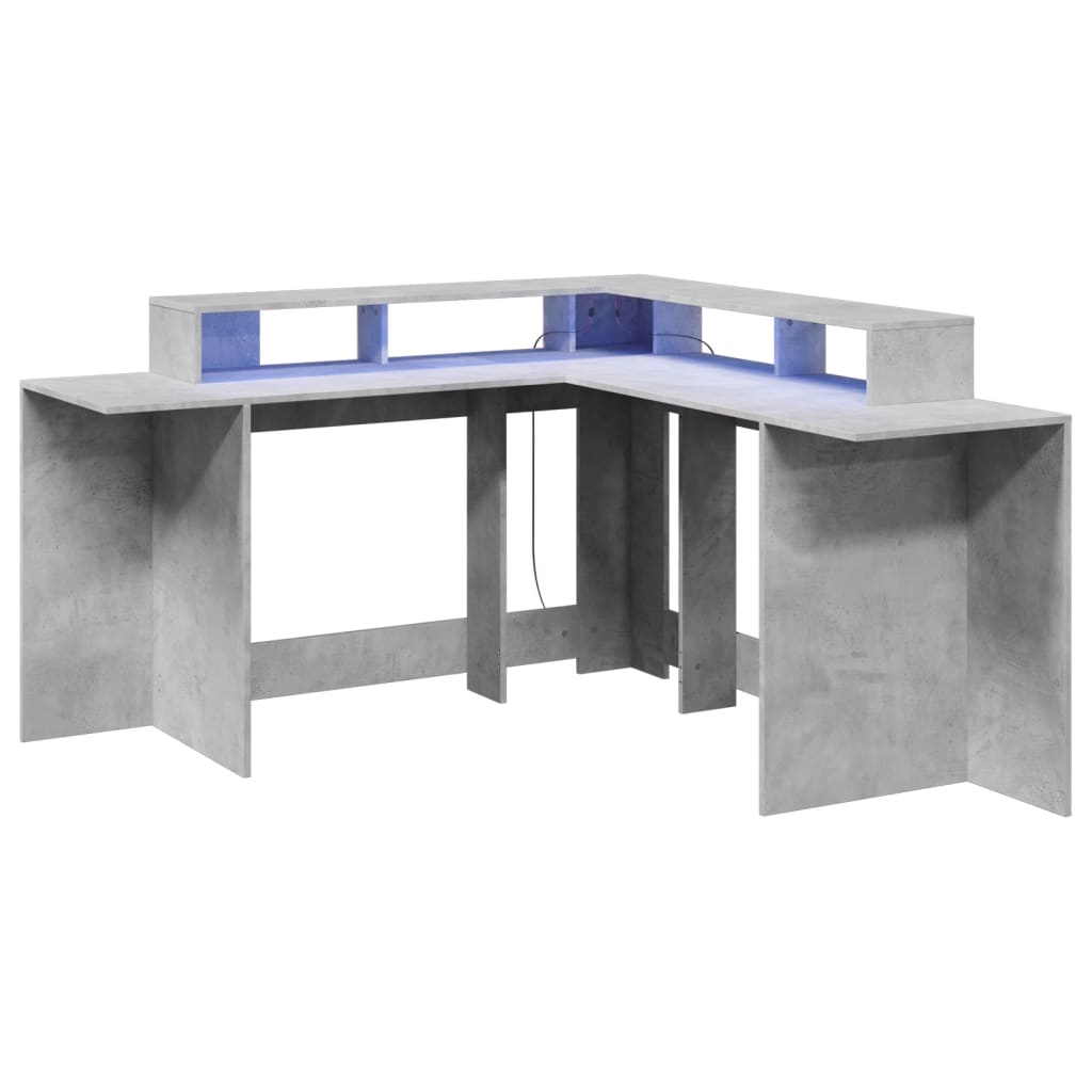 LED desk concrete grey 152x152x91 cm wood-based material
