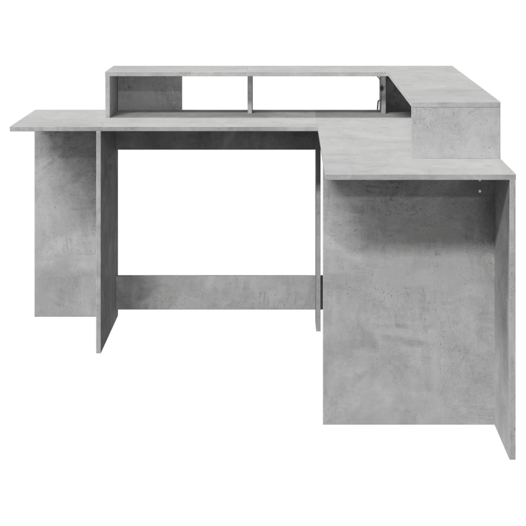 LED desk concrete grey 152x152x91 cm wood-based material