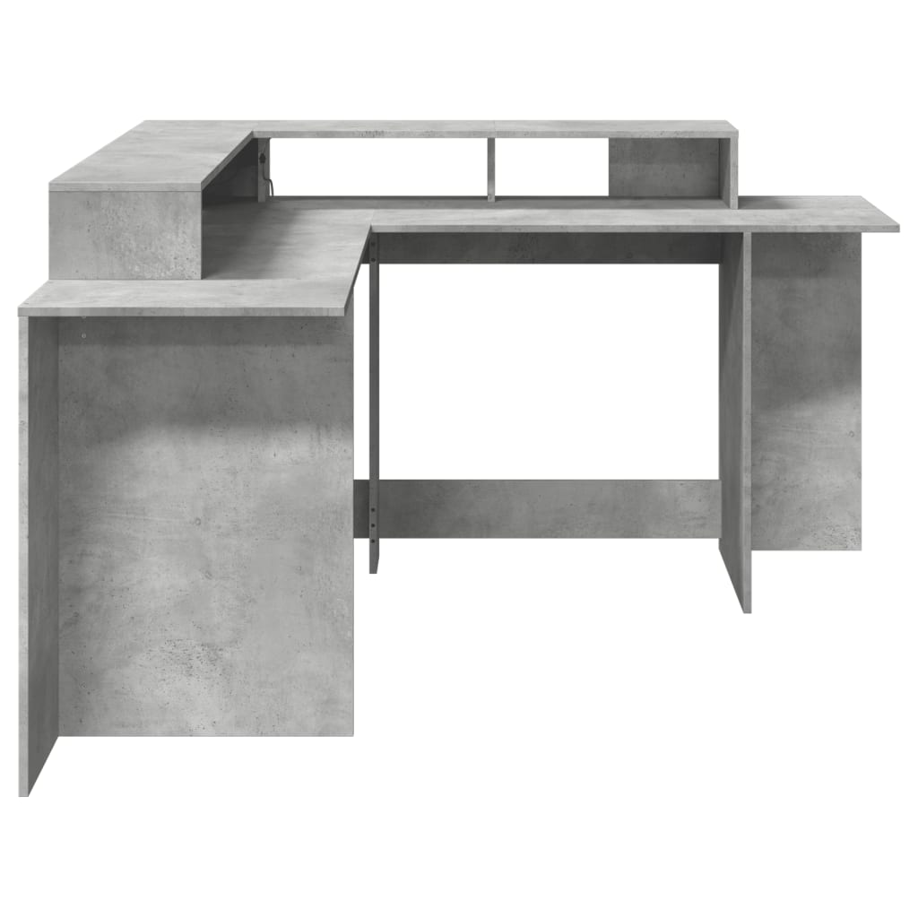 LED desk concrete grey 152x152x91 cm wood-based material