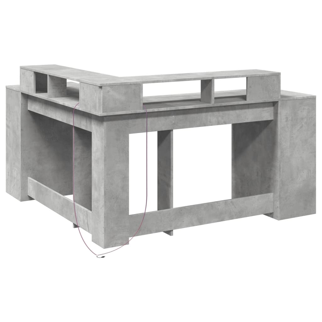 LED desk concrete grey 152x152x91 cm wood-based material