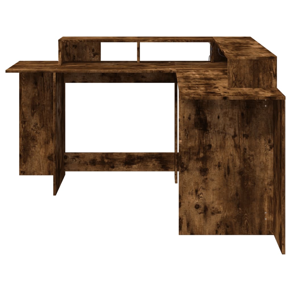 LED desk smoked oak 152x152x91 cm wood material