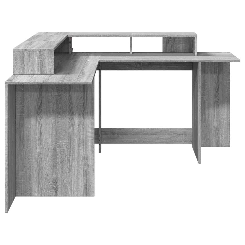 LED desk gray Sonoma 152x152x91 cm wood-based material