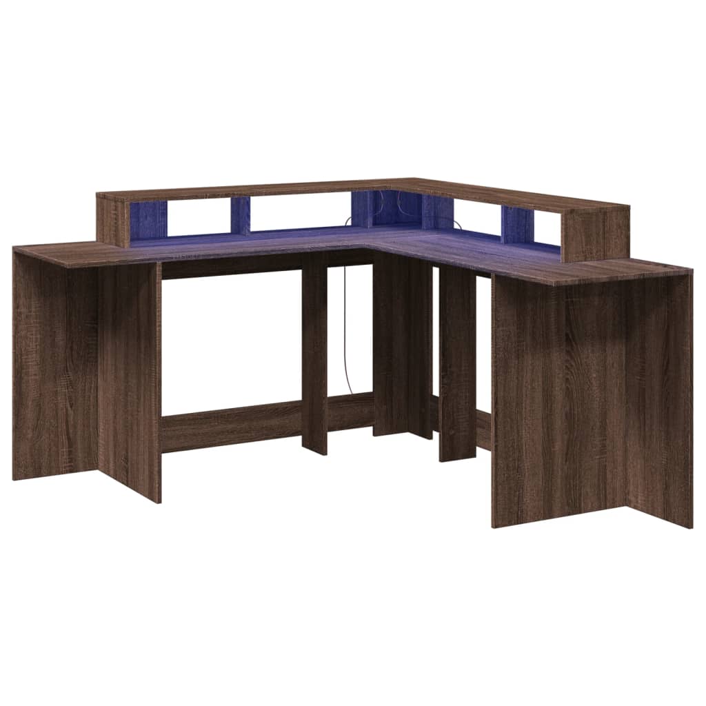 LED desk brown oak look 152x152x91 wood material