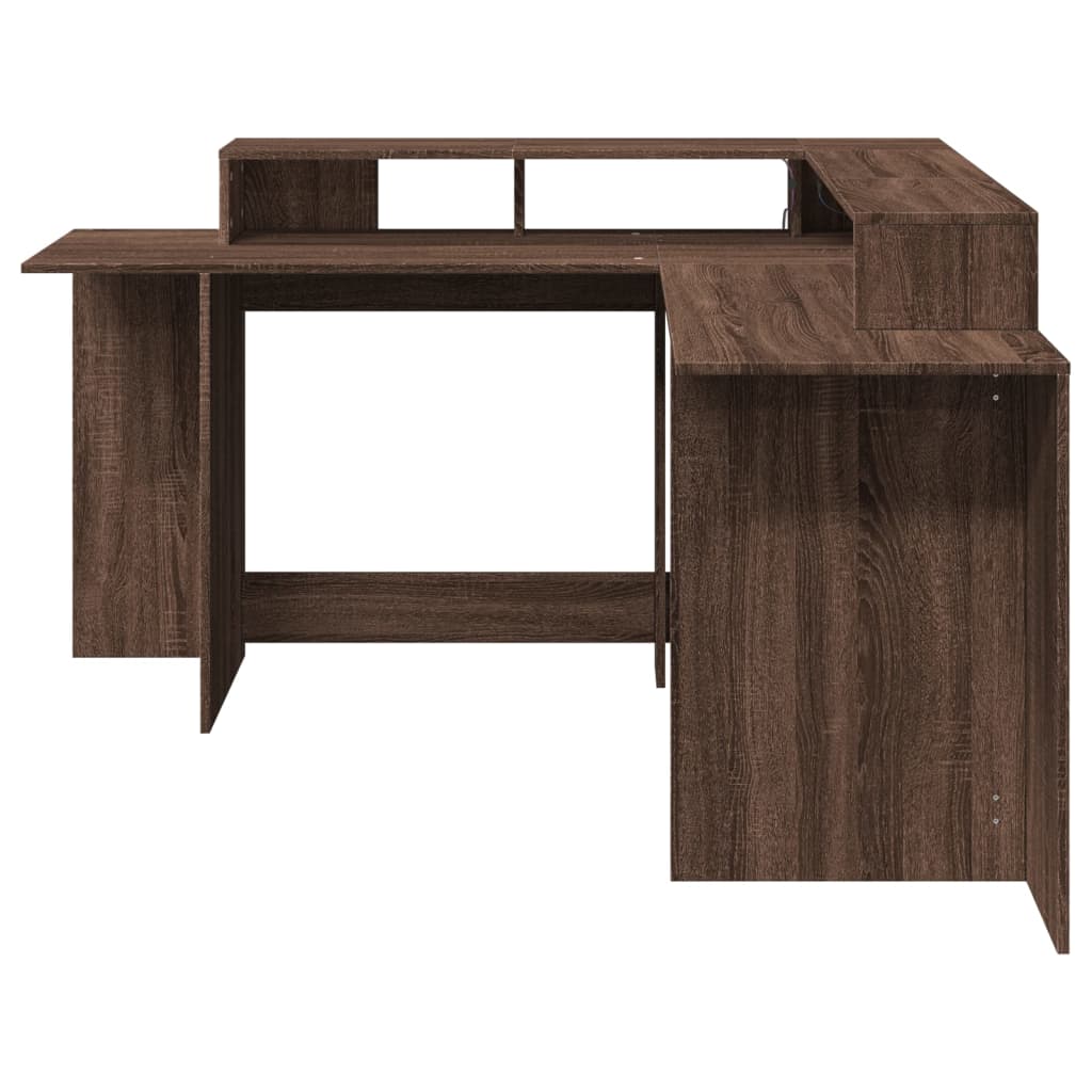 LED desk brown oak look 152x152x91 wood material