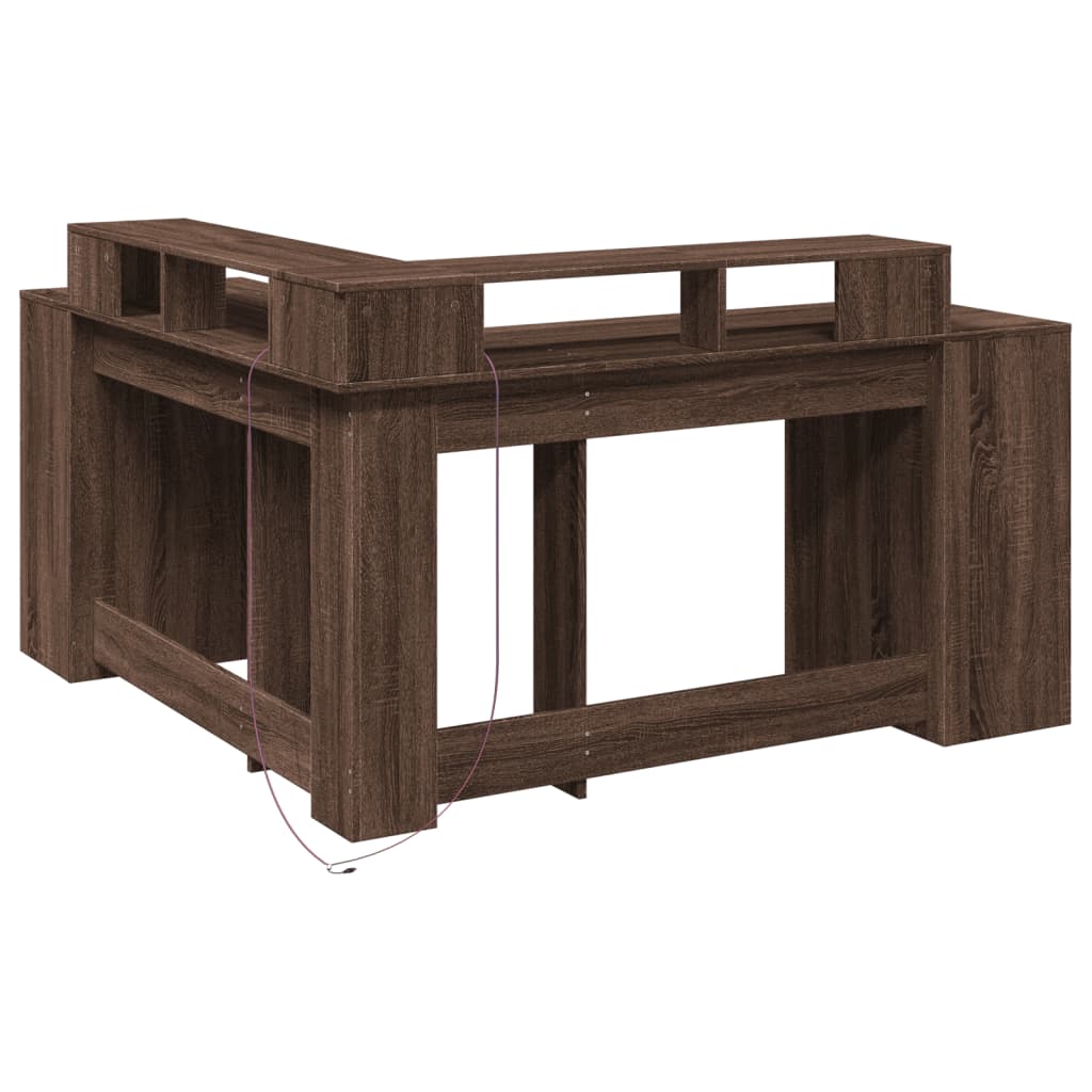 LED desk brown oak look 152x152x91 wood material