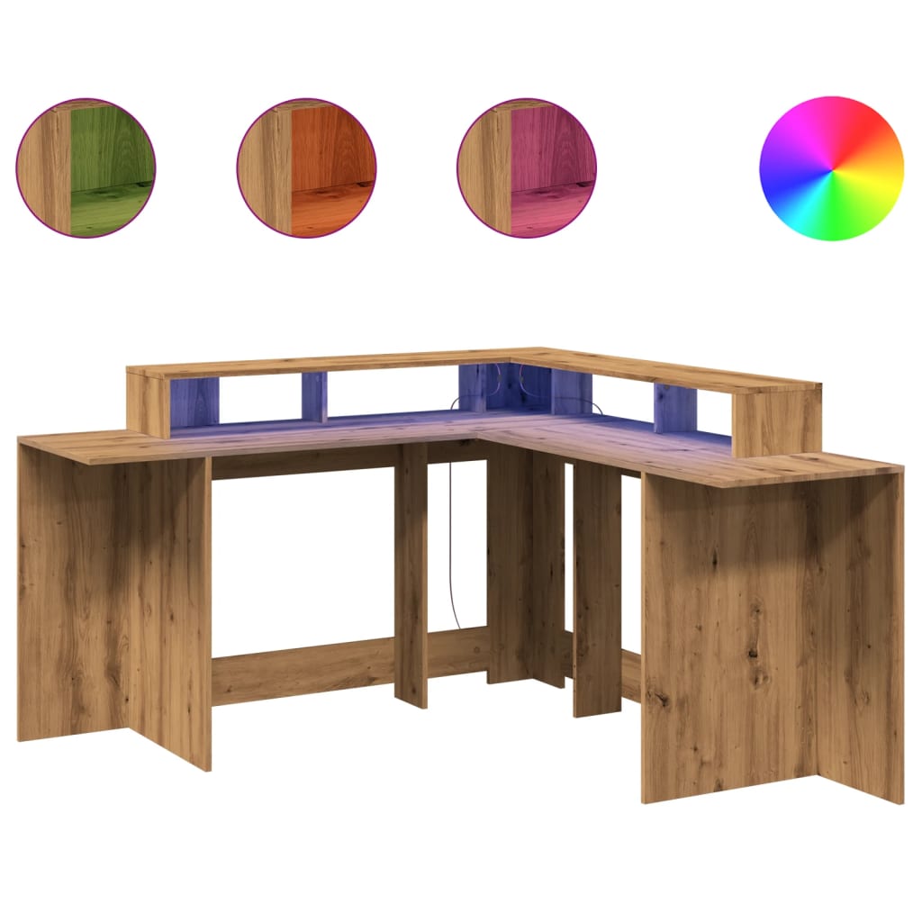 LED desk Artisan oak 152x152x91 wood material