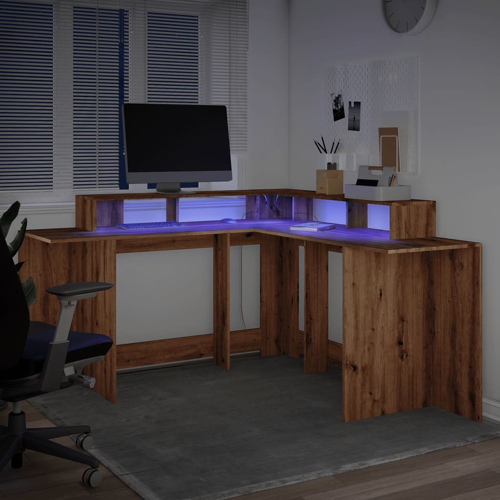 LED desk Artisan oak 152x152x91 wood material