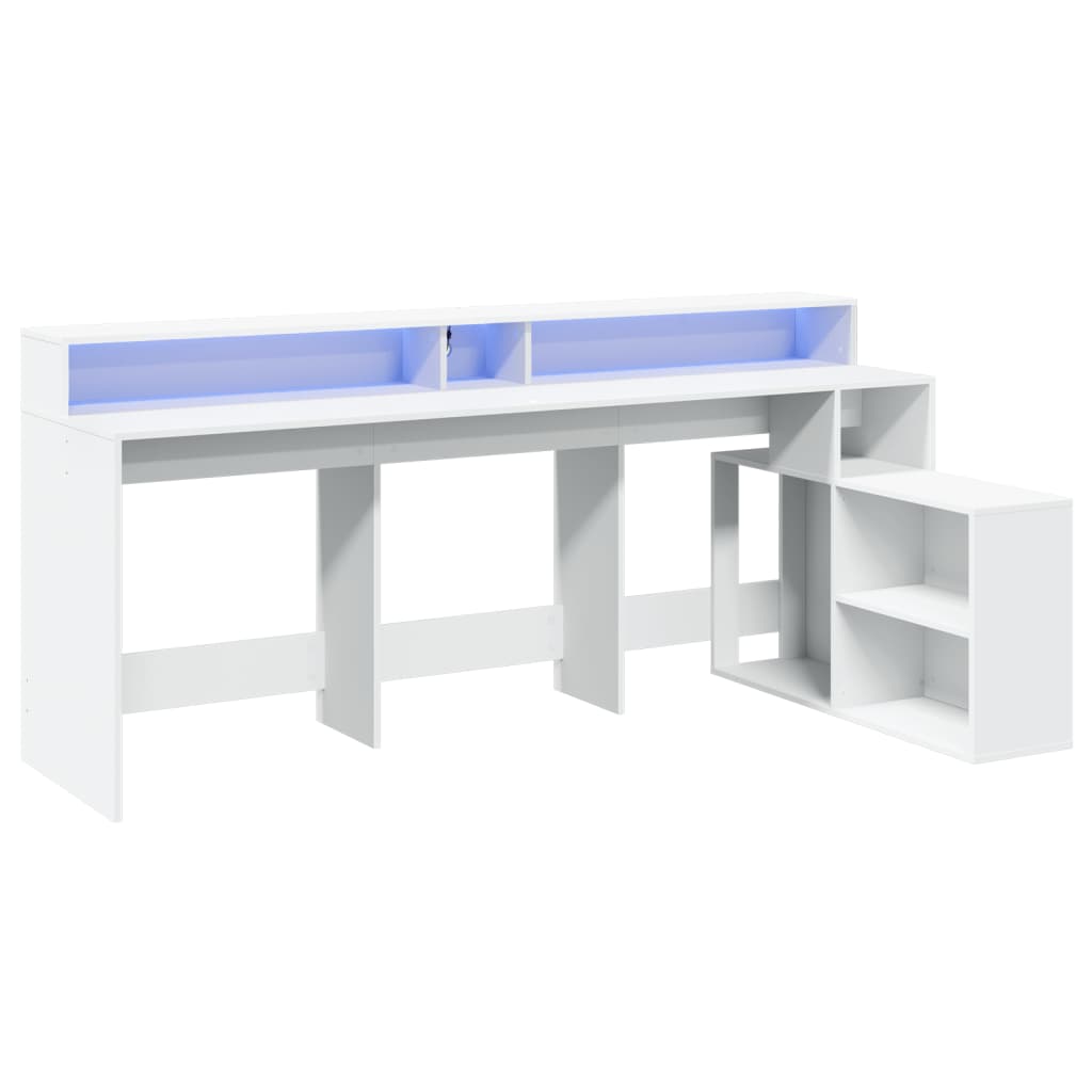 LED desk white 200x104x91 cm wood-based material