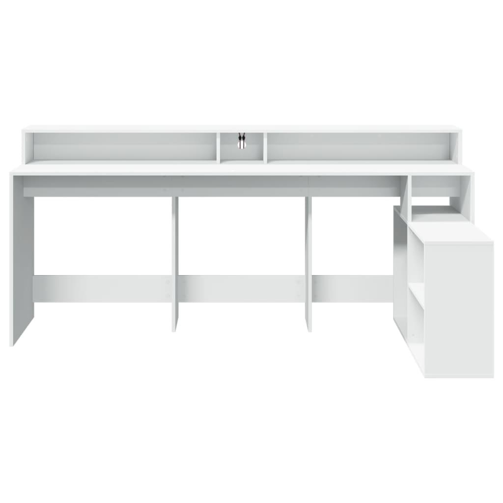LED desk white 200x104x91 cm wood-based material