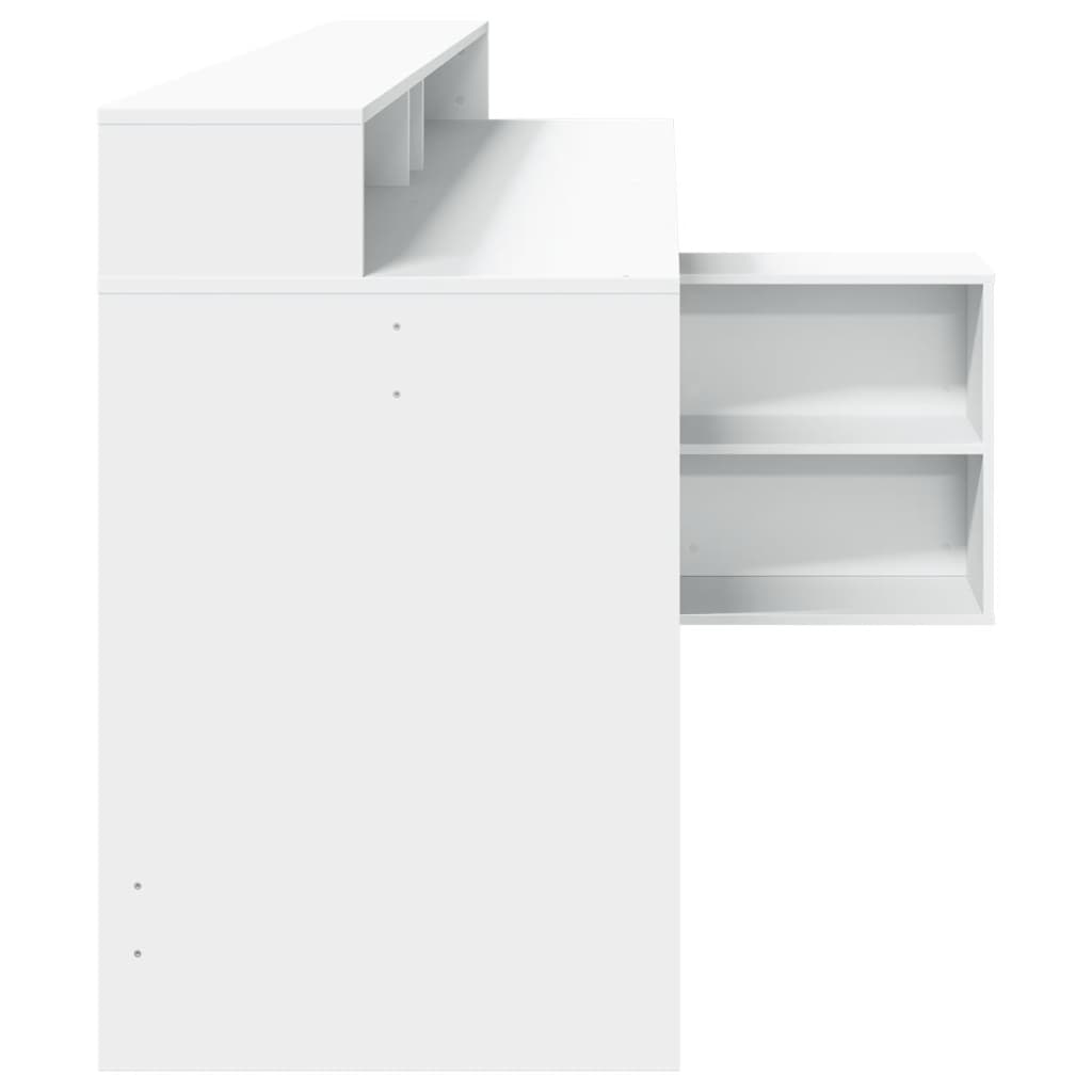 LED desk white 200x104x91 cm wood-based material