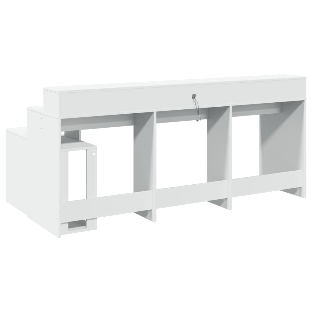 LED desk white 200x104x91 cm wood-based material