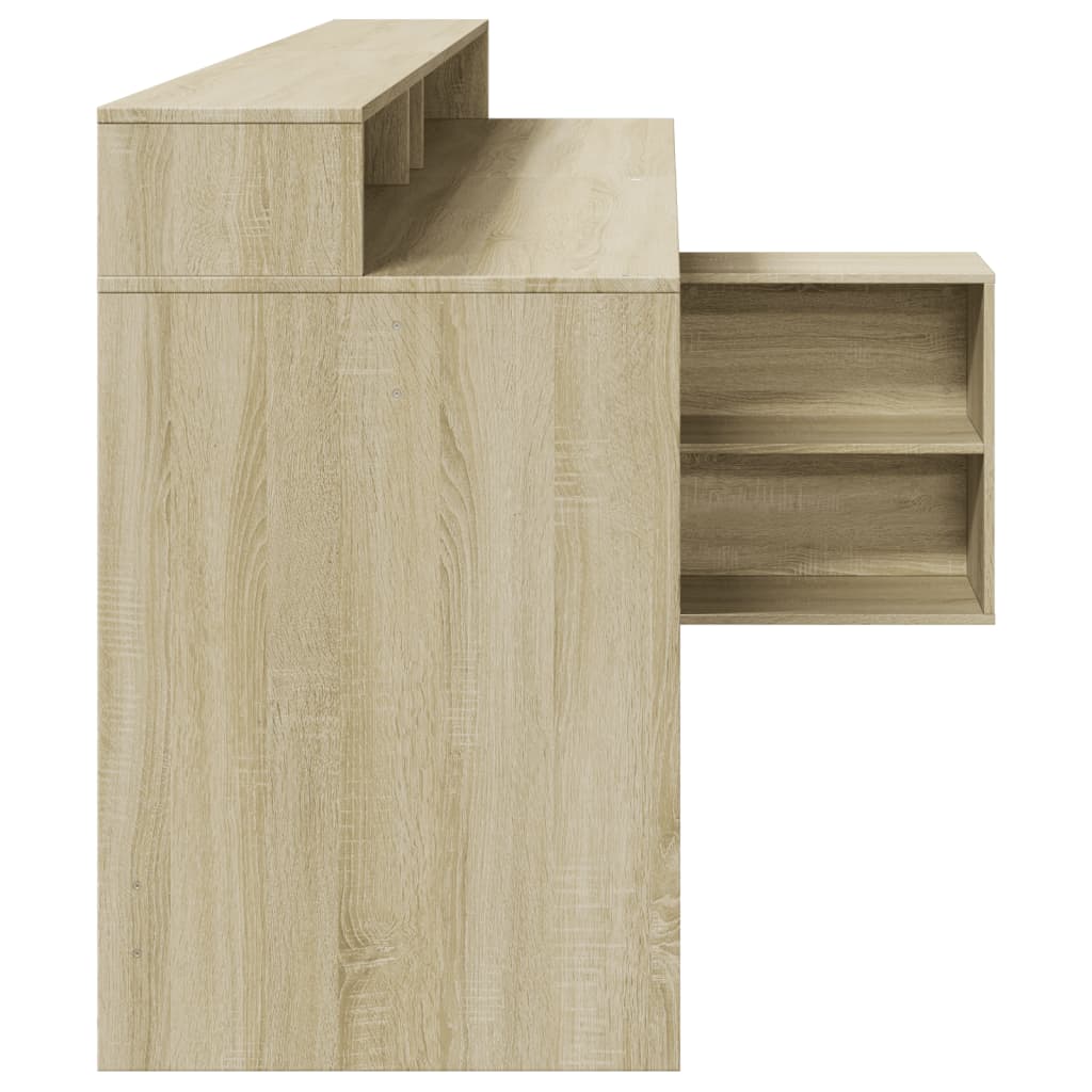 LED desk Sonoma oak 200x104x91 cm wood-based material