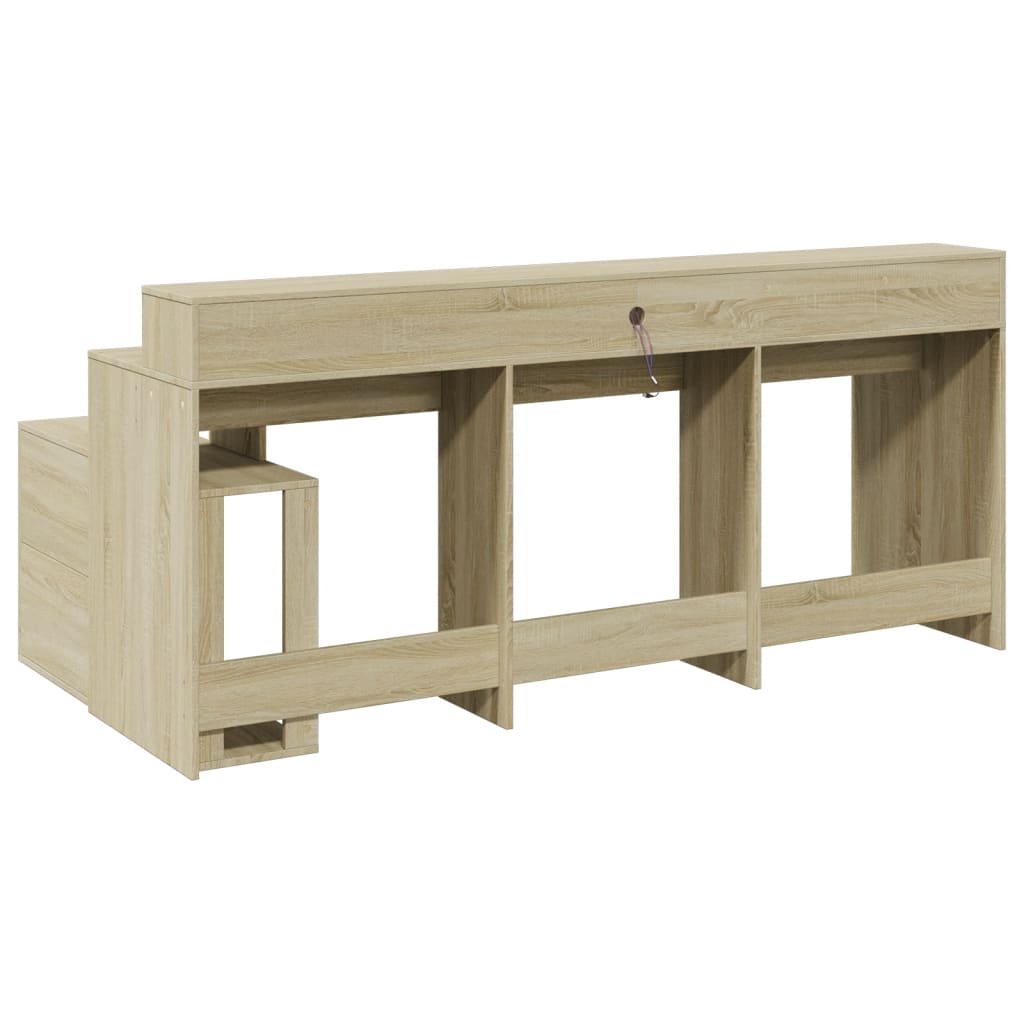 LED desk Sonoma oak 200x104x91 cm wood-based material