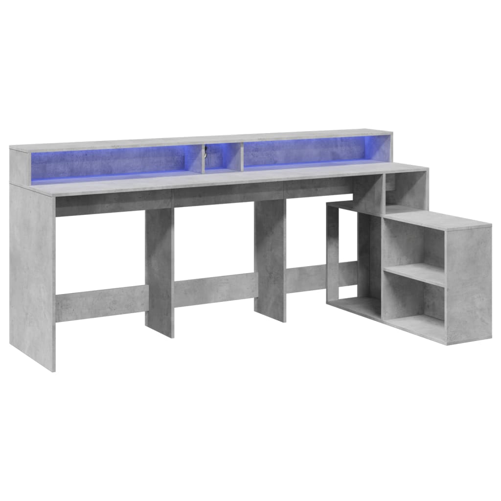 LED desk concrete grey 200x104x91 cm wood-based material