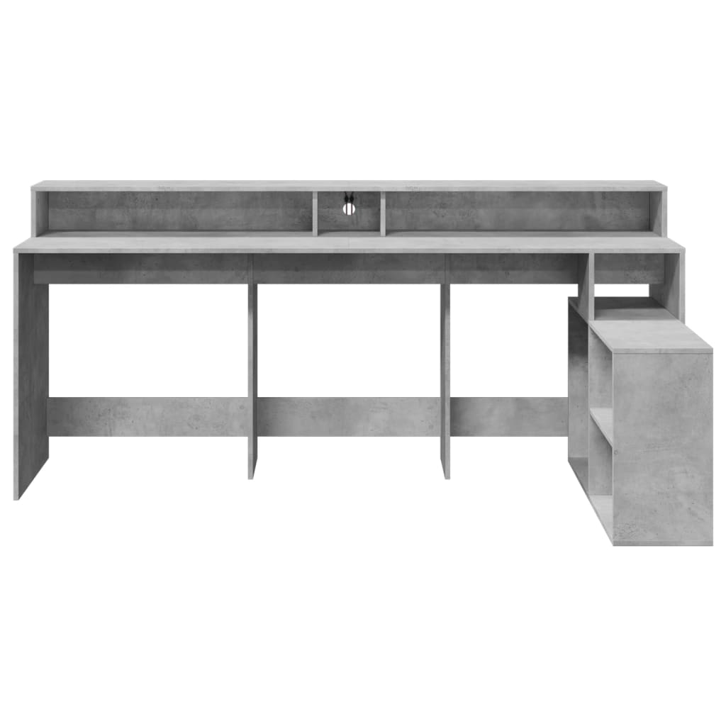 LED desk concrete grey 200x104x91 cm wood-based material