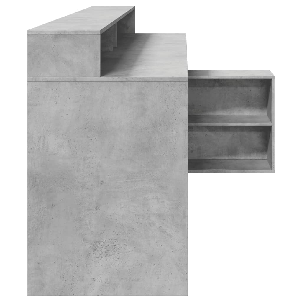 LED desk concrete grey 200x104x91 cm wood-based material