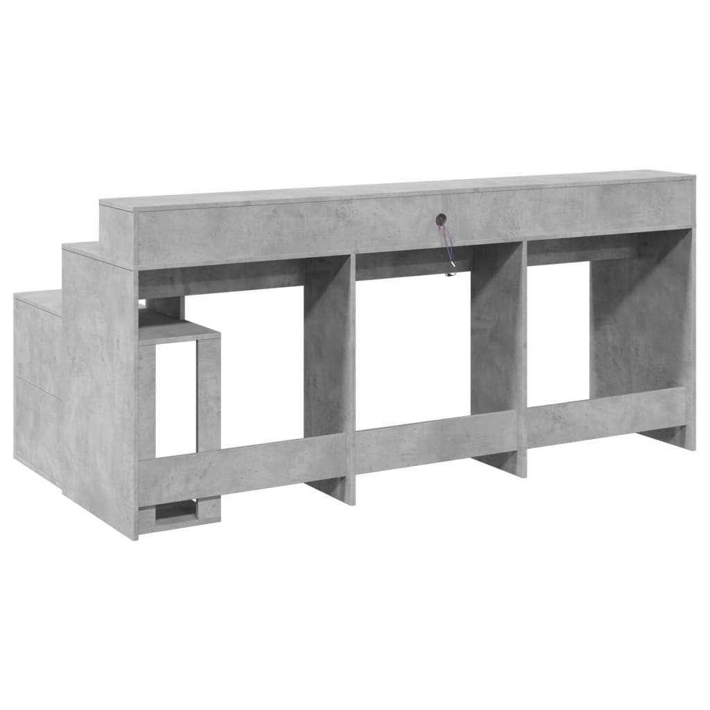 LED desk concrete grey 200x104x91 cm wood-based material