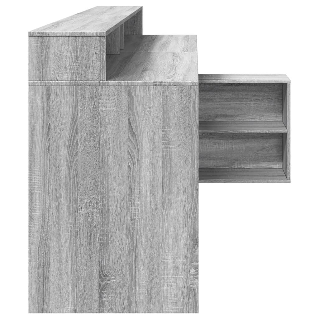 LED desk gray Sonoma 200x104x91 cm wood-based material
