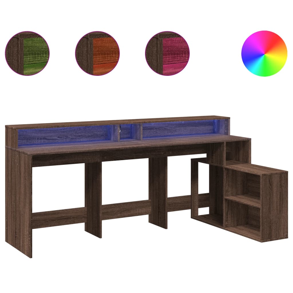 LED desk brown oak look 200x104x91 wood material