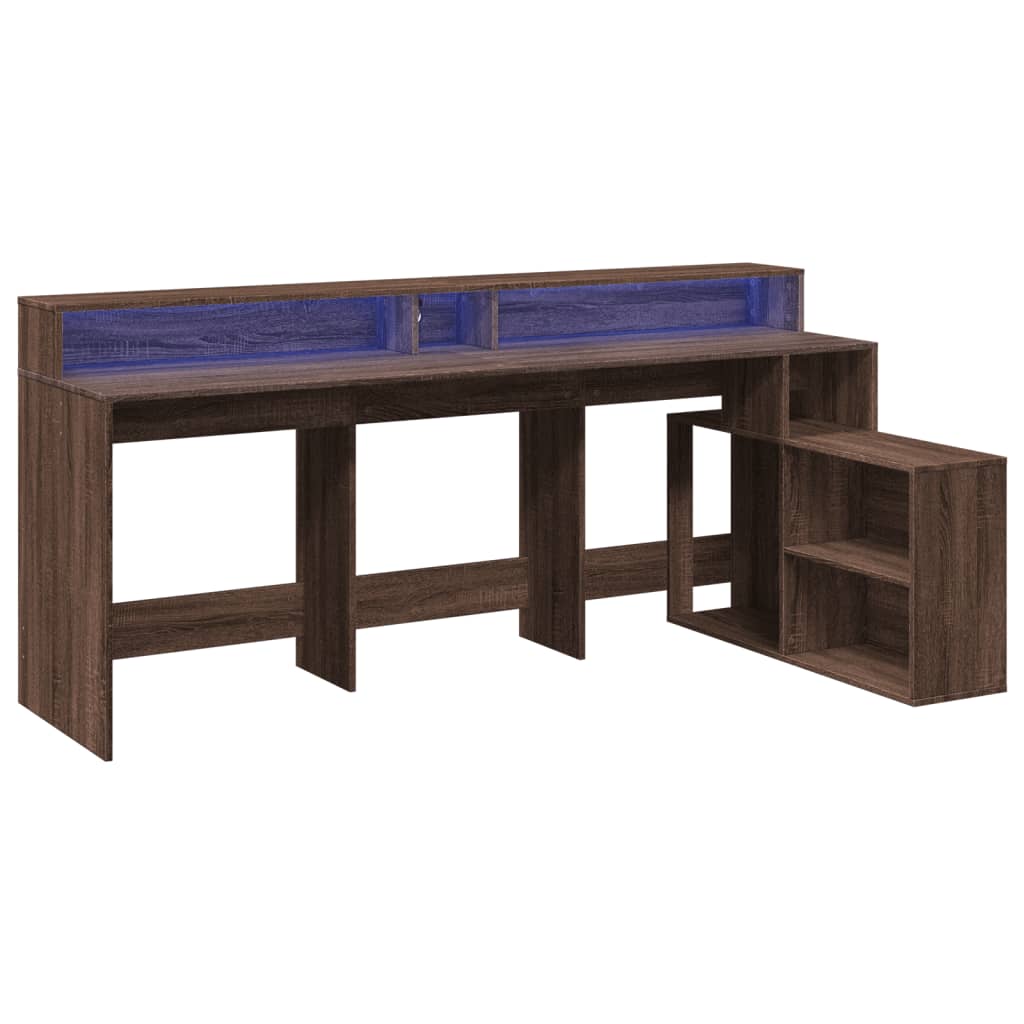 LED desk brown oak look 200x104x91 wood material