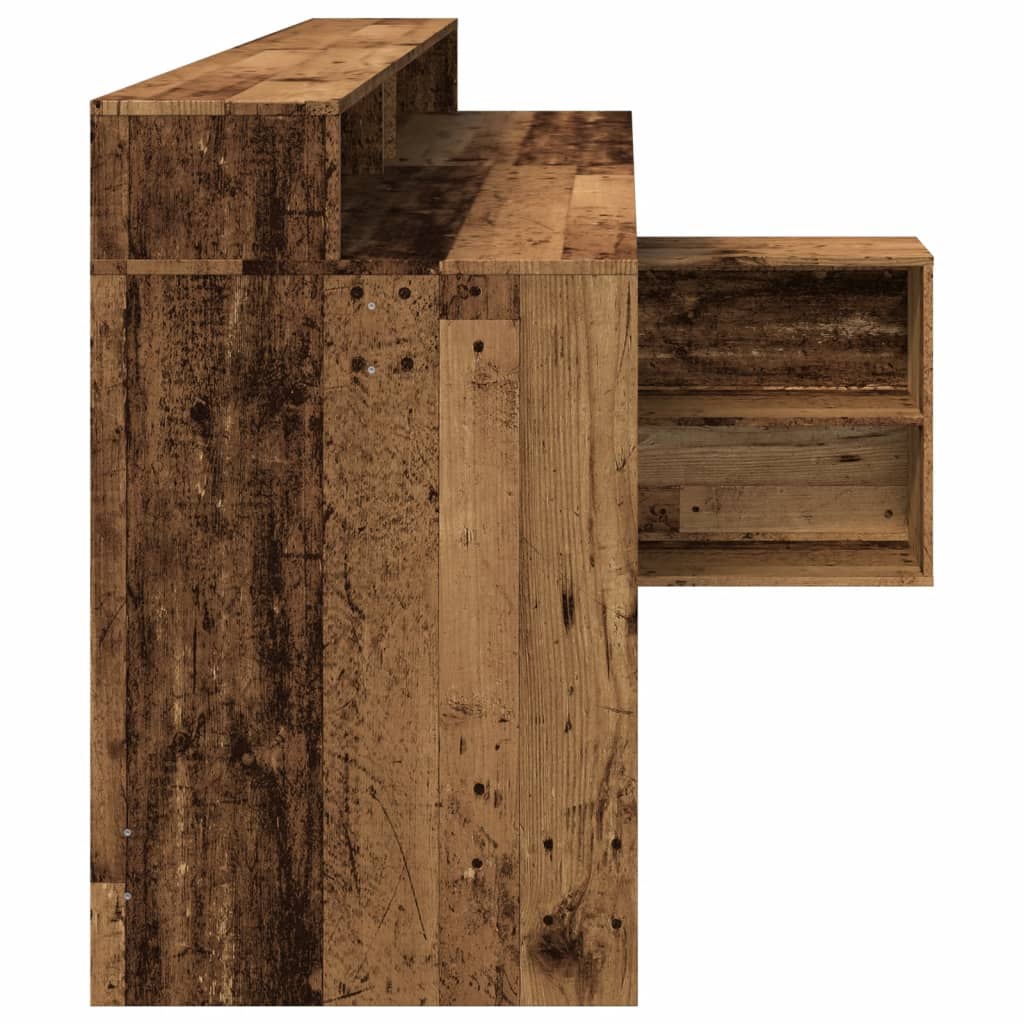 LED desk reclaimed wood look 200x104x91 cm wood-based material