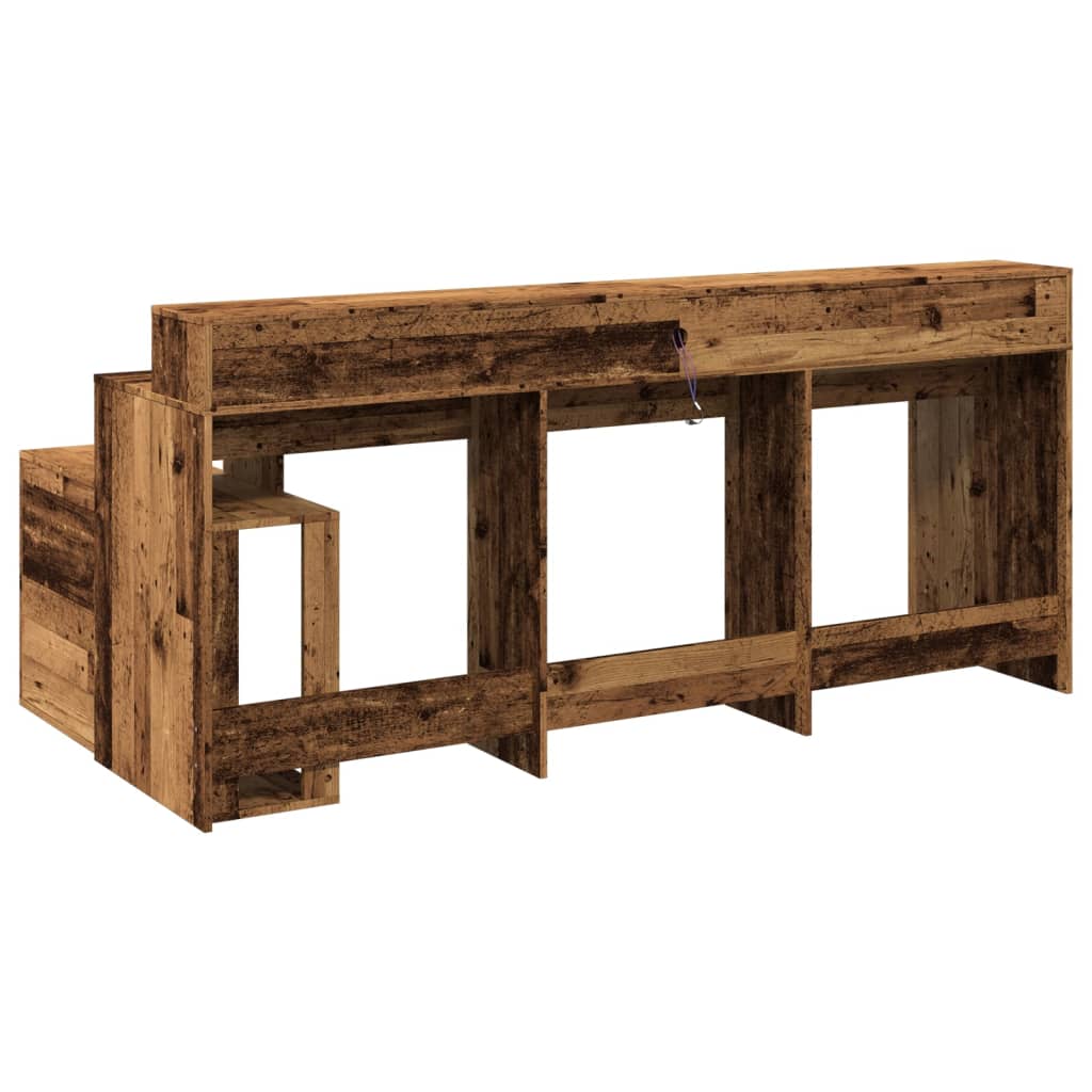 LED desk reclaimed wood look 200x104x91 cm wood-based material