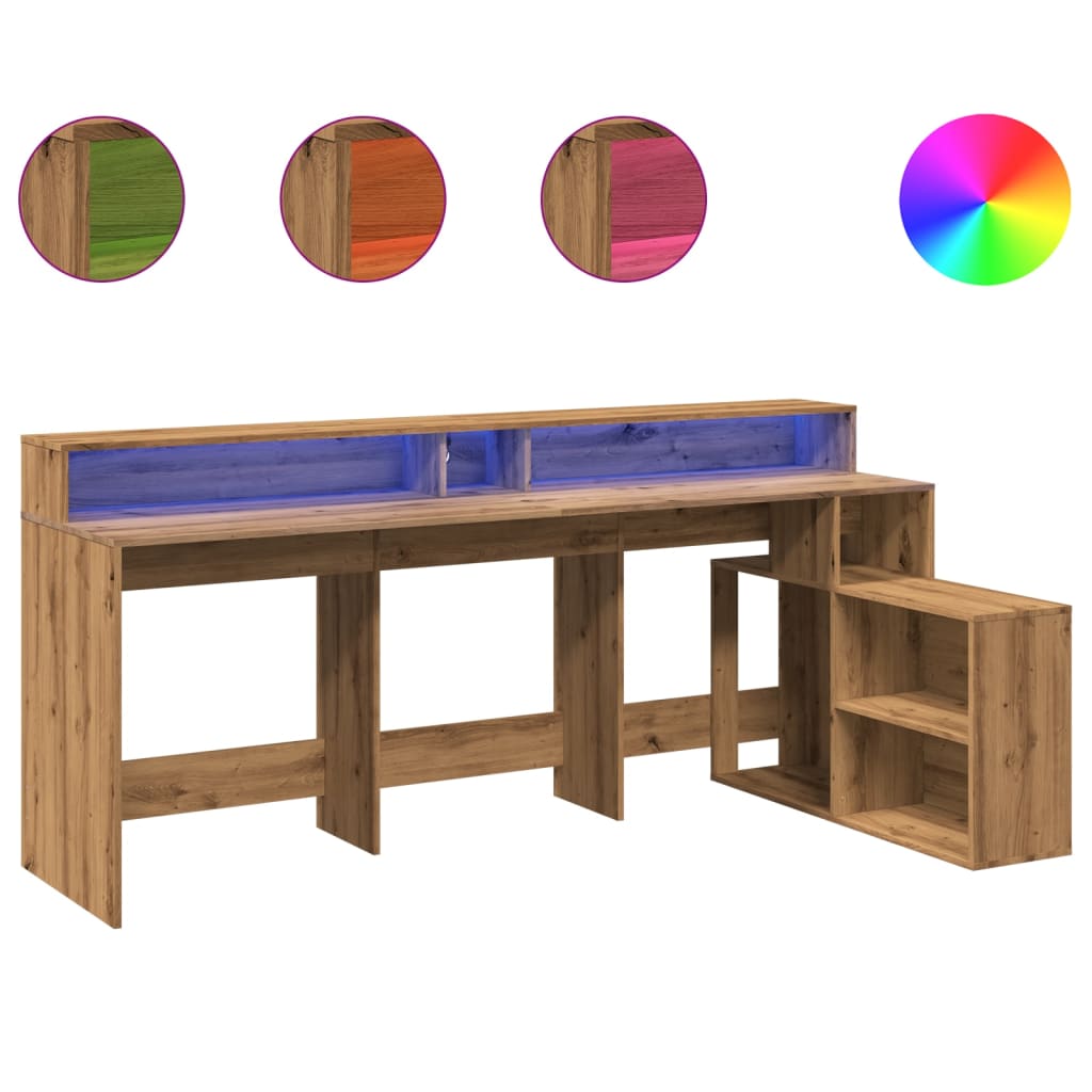 LED desk Artisan oak 200x104x91 wood material