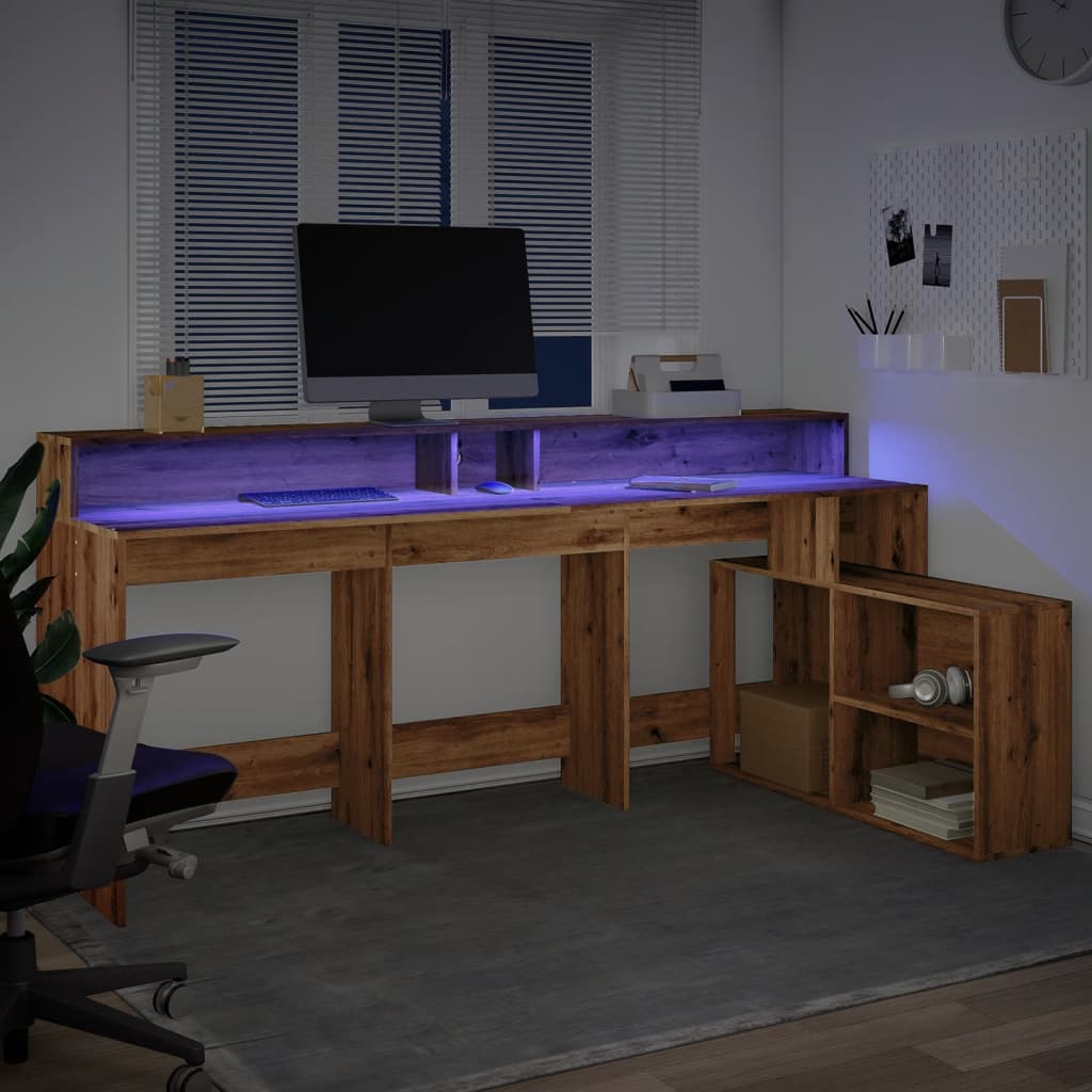 LED desk Artisan oak 200x104x91 wood material
