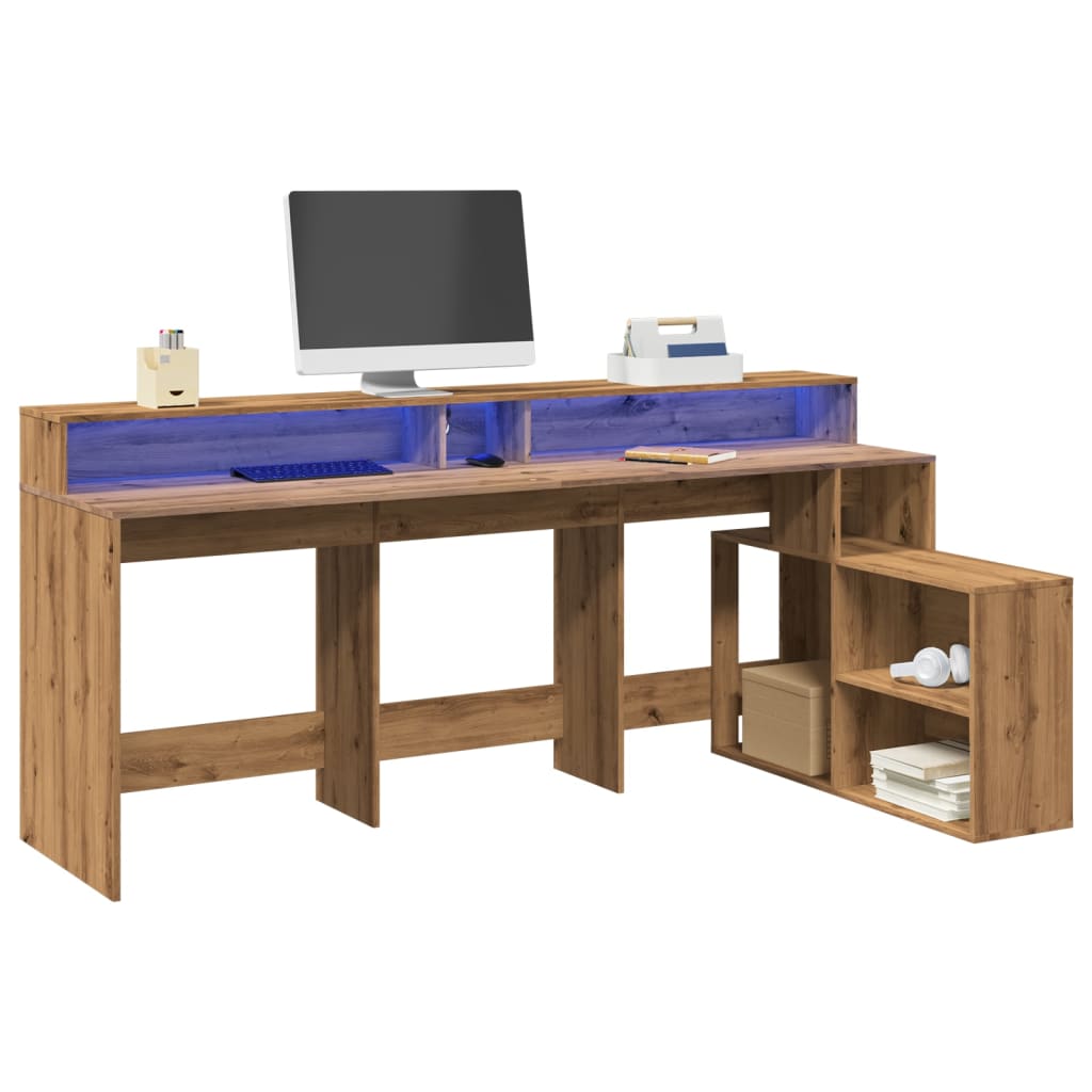 LED desk Artisan oak 200x104x91 wood material