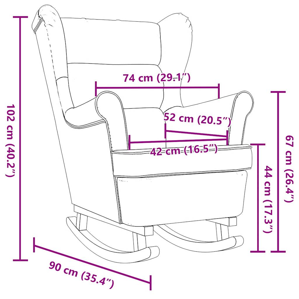 Fauteuil à bascule noir 74x90x102 cm tissu