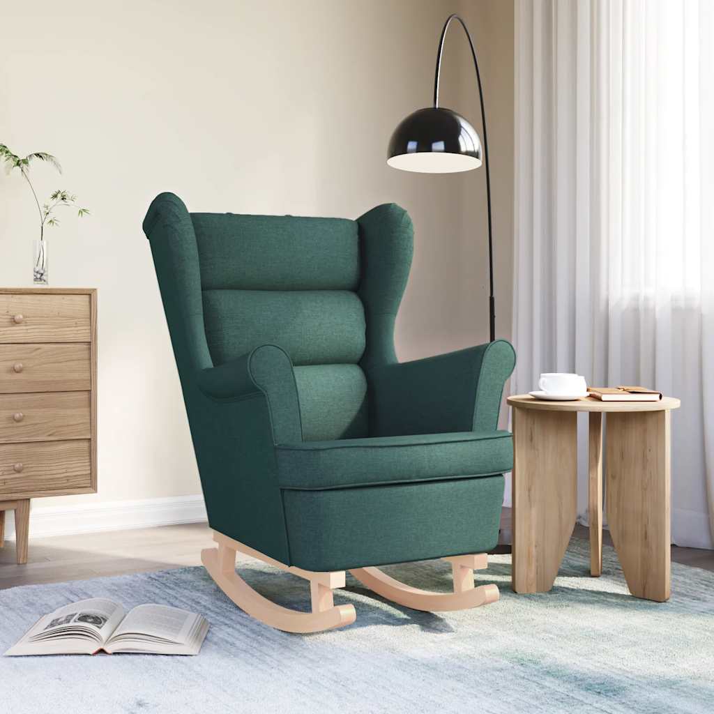 Fauteuil à bascule vert foncé 74x90x102 cm tissu