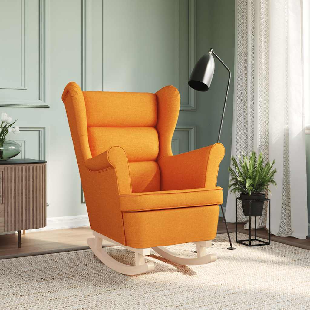 Fauteuil à bascule en tissu jaune foncé 74x90x102 cm