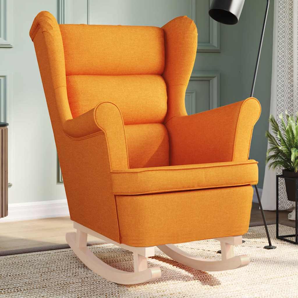 Fauteuil à bascule en tissu jaune foncé 74x90x102 cm
