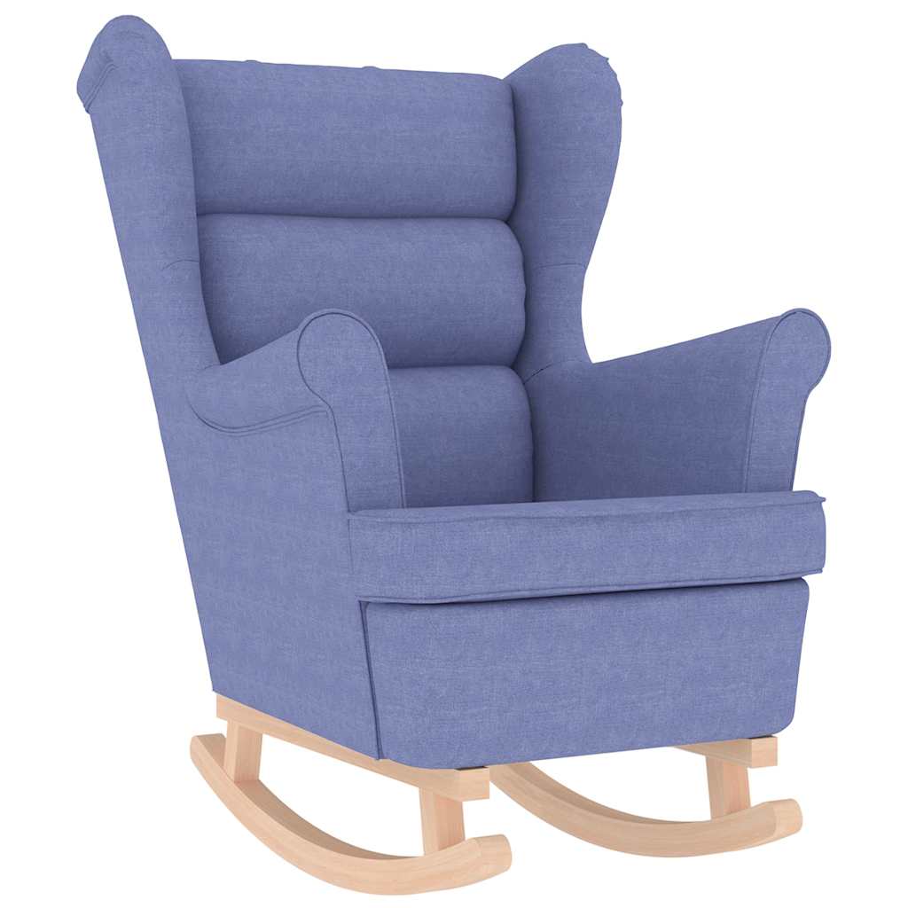 Fauteuil à bascule en tissu bleu denim 74x90x102 cm