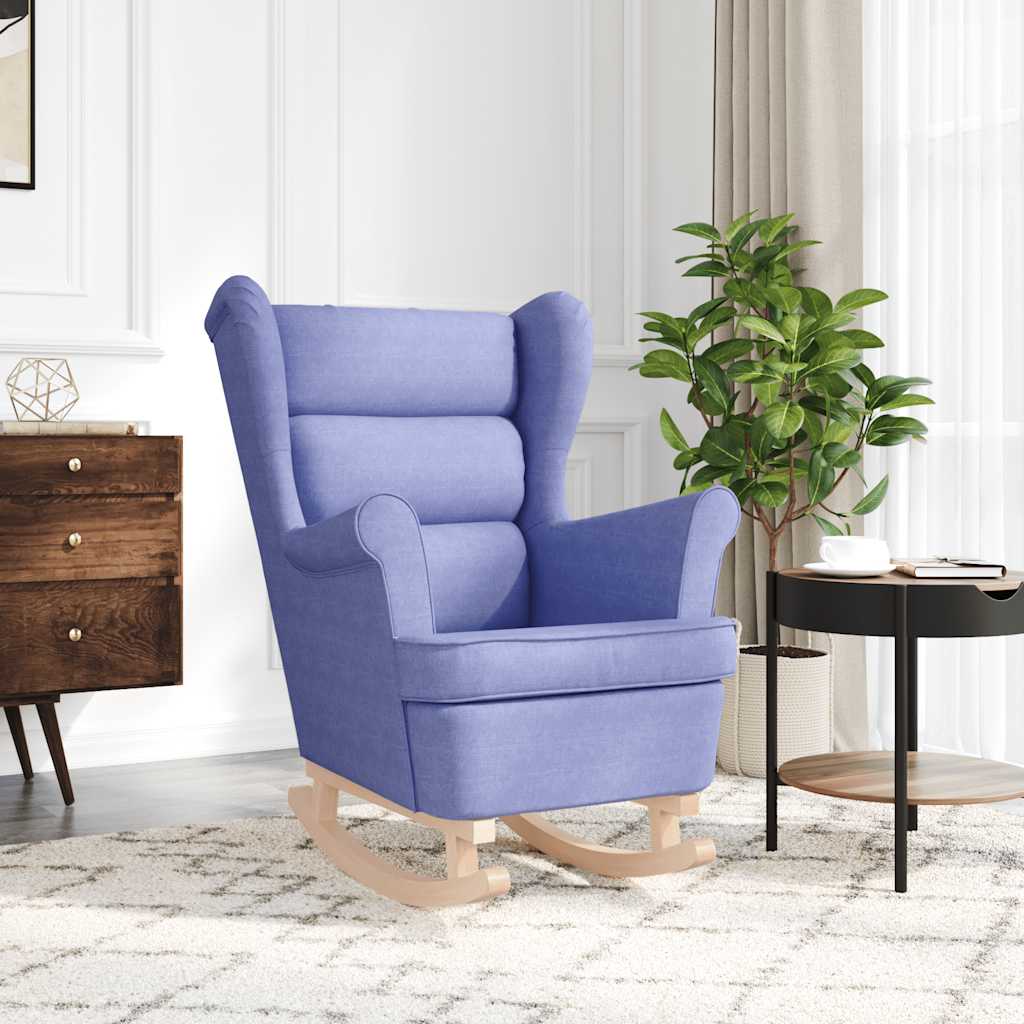 Fauteuil à bascule en tissu bleu denim 74x90x102 cm