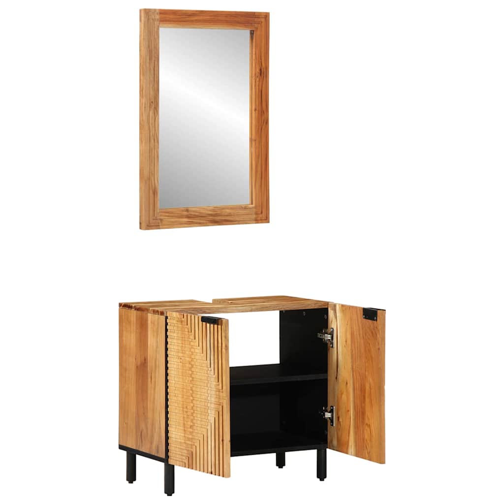 Badezimmermöbel Set mit Regal 2 pcs Braun Akazie Massivholz
