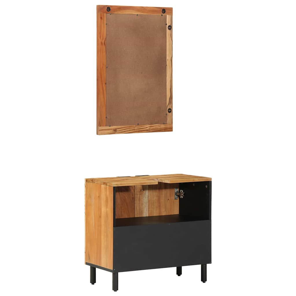 Badezimmermöbel Set mit Regal 2 pcs Braun Akazie Massivholz