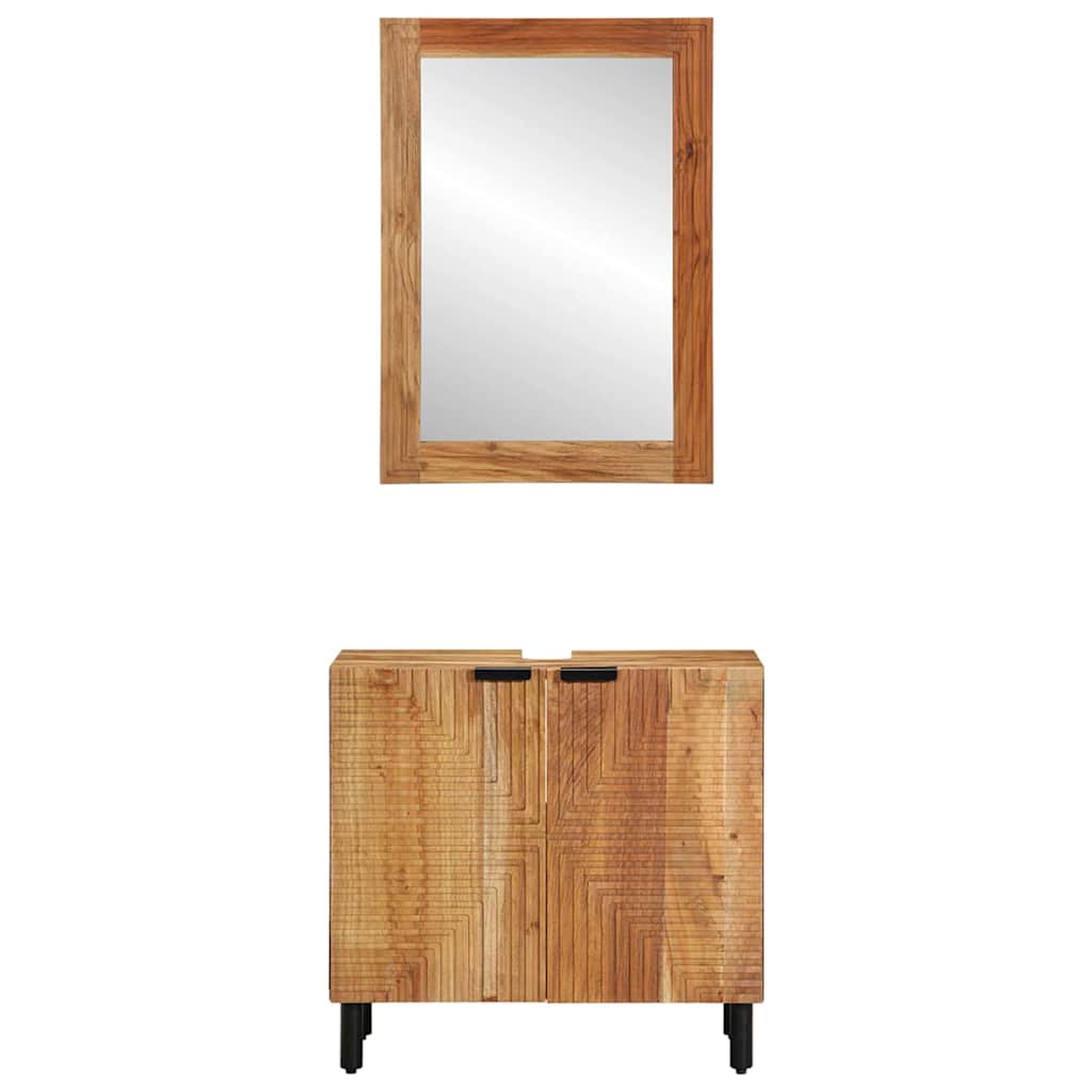 Badezimmermöbel Set mit Regal 2 pcs Braun Akazie Massivholz