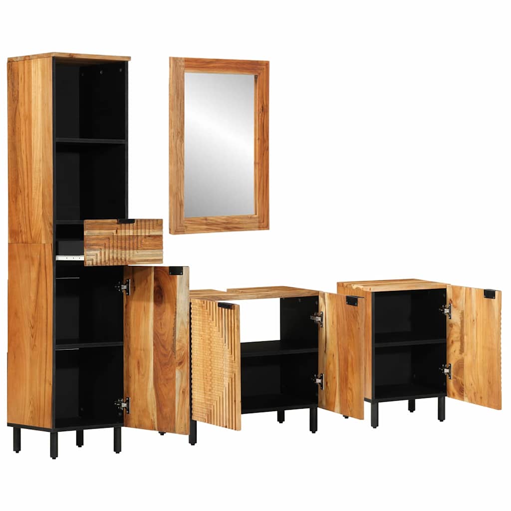 Badezimmermöbel Set mit Regal 4 pcs Braun Akazie Massivholz