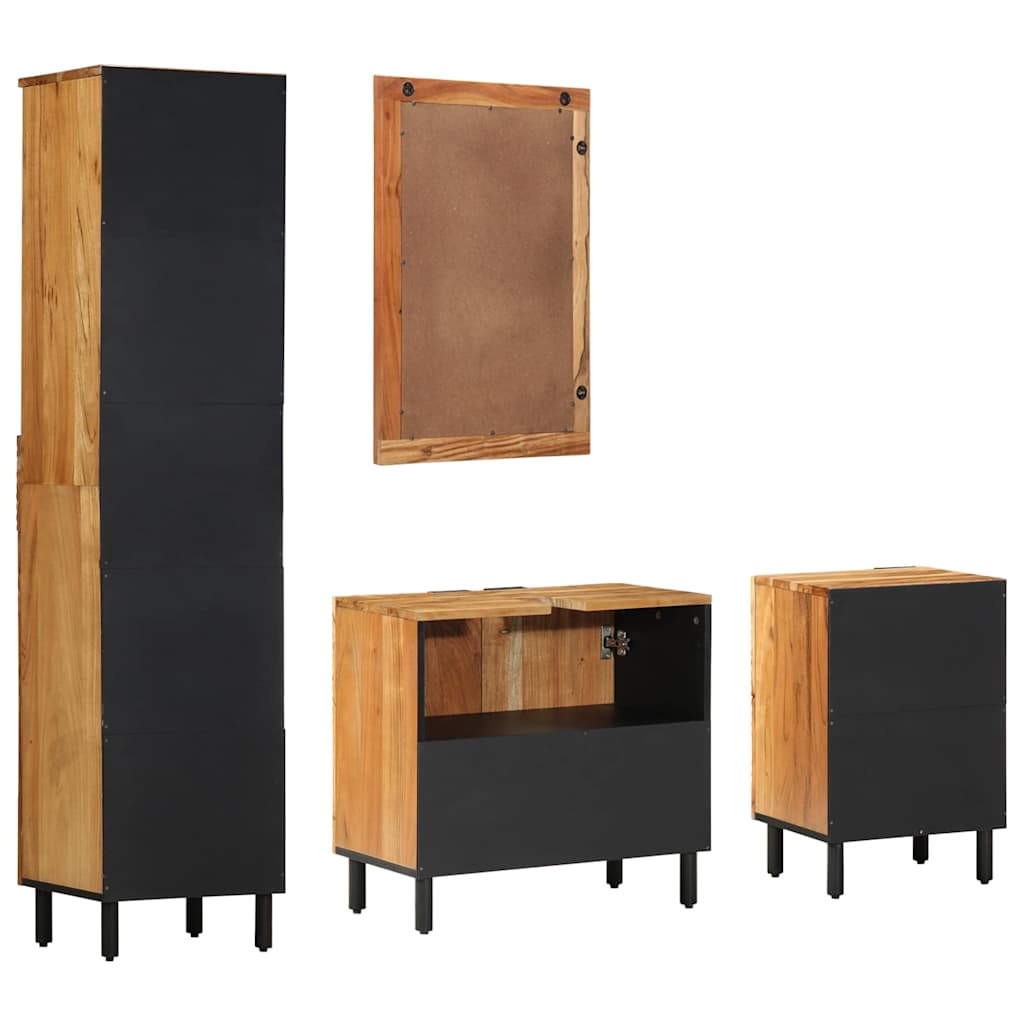 Badezimmermöbel Set mit Regal 4 pcs Braun Akazie Massivholz