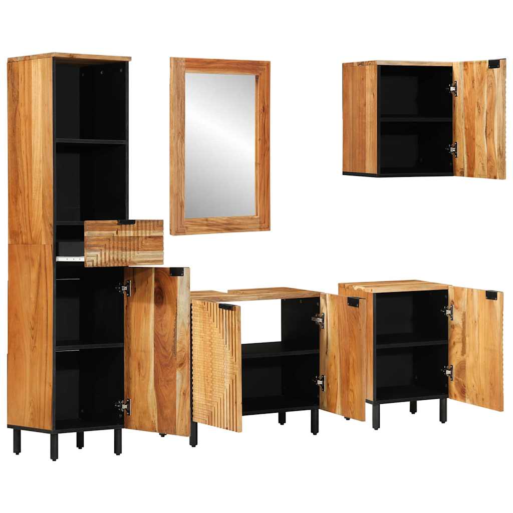Badezimmermöbel Set mit Regal 5 pcs Braun Akazie Massivholz