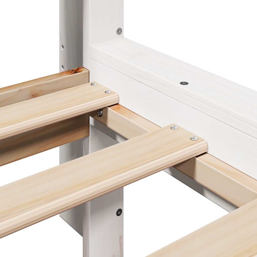 Lit en bois massif avec étagère sans matelas pin blanc 90x200 cm
