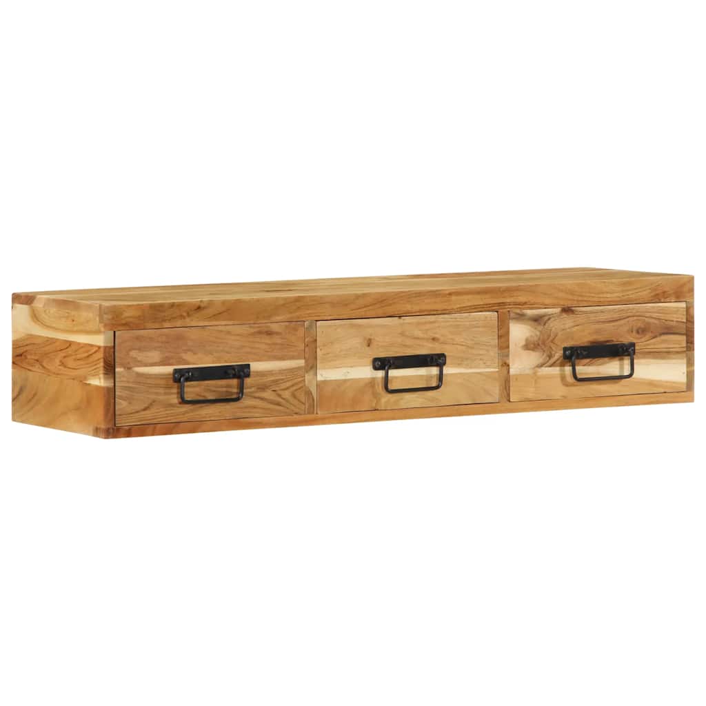 Meuble TV mural 100x30x19 cm en bois d'acacia massif