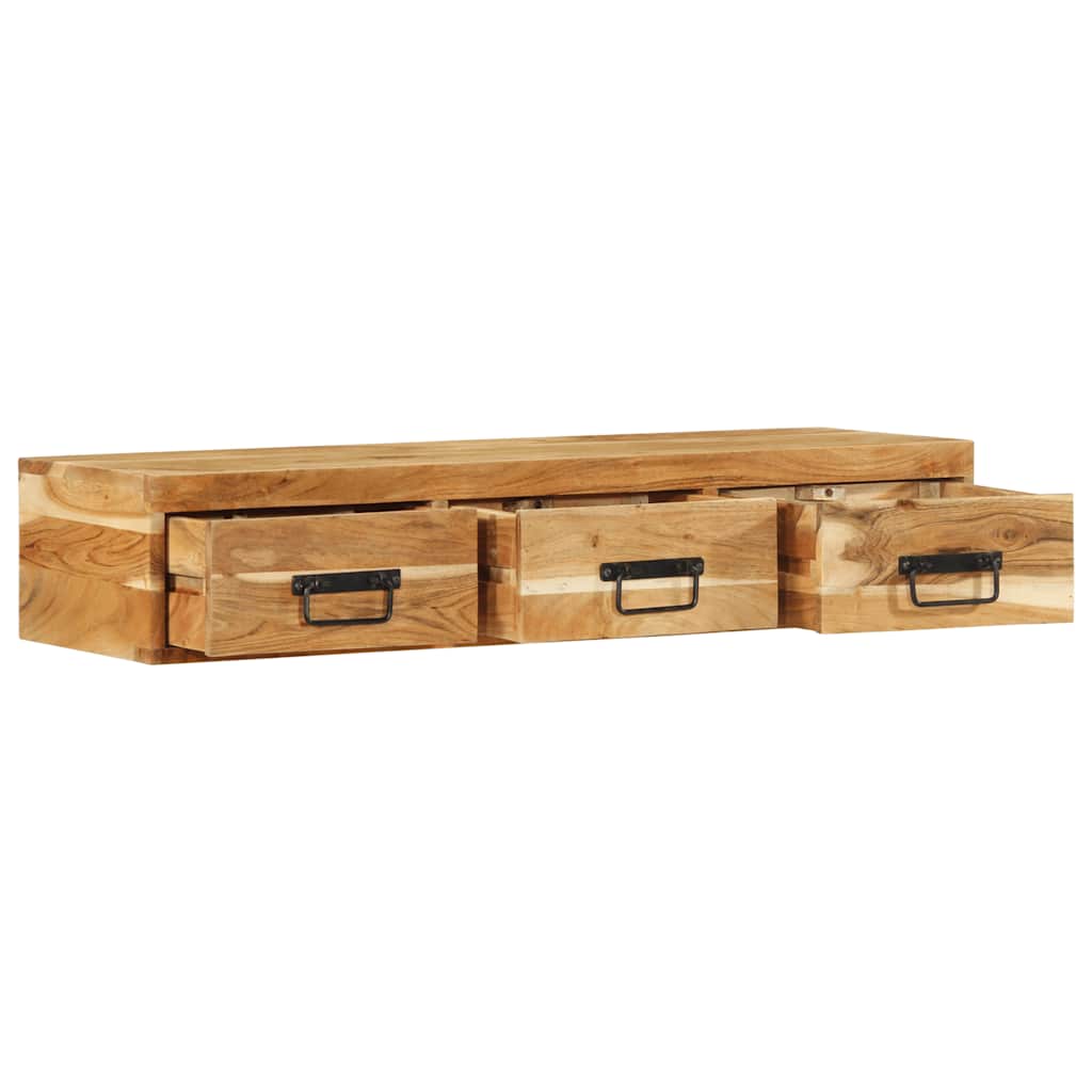 Meuble TV mural 100x30x19 cm en bois d'acacia massif
