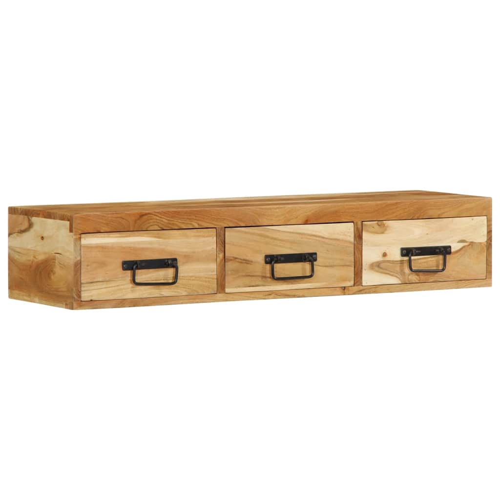 Meuble TV mural 100x30x19 cm en bois d'acacia massif