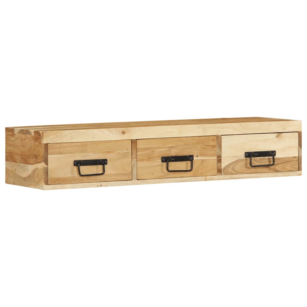 Meuble TV mural 100x30x19 cm en bois d'acacia massif