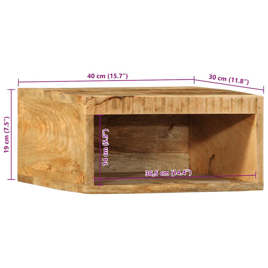 Meuble TV mural 40x30x19 cm Bois de manguier brut