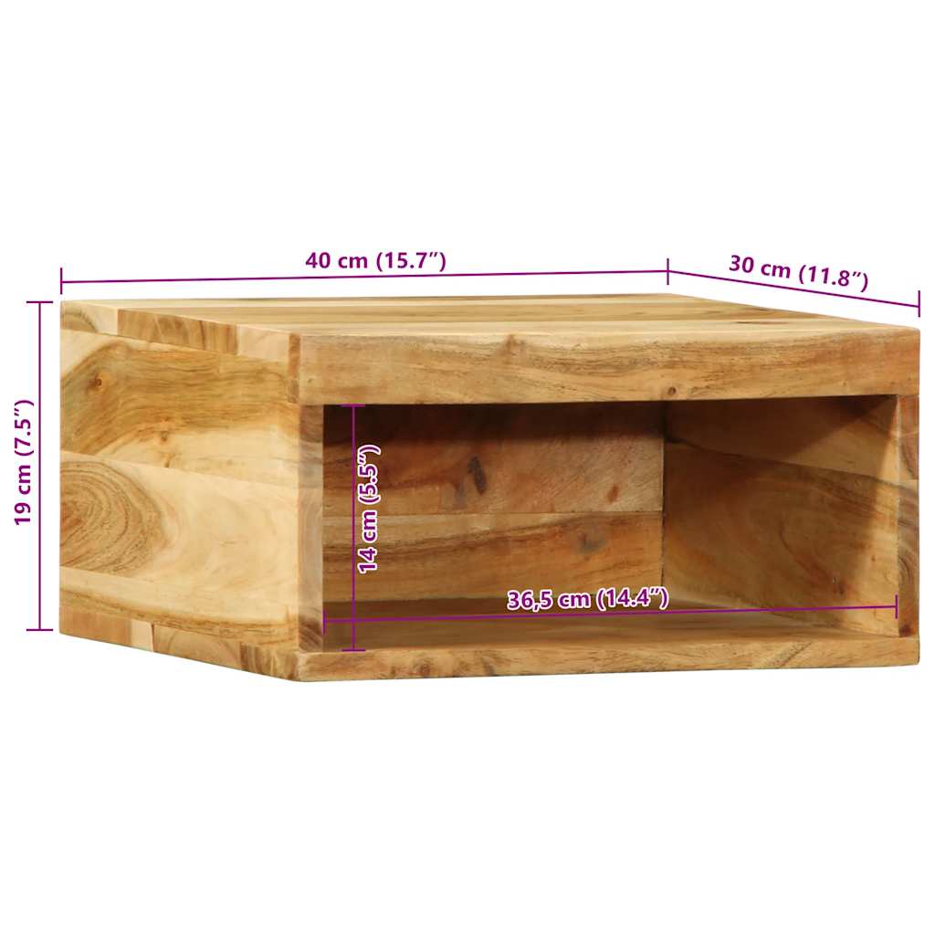 Meuble TV mural 40x30x19 cm en bois d'acacia massif