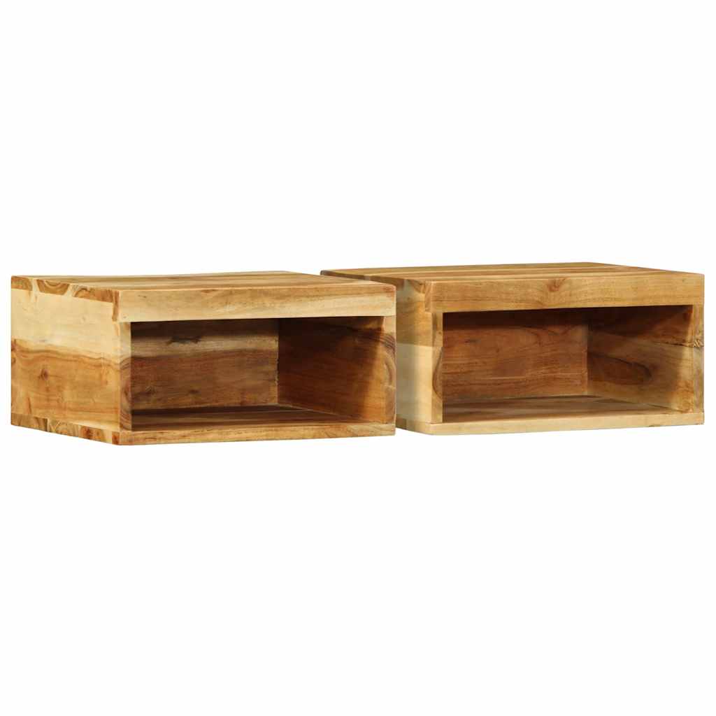 Meubles muraux TV 2 pièces en bois d'acacia massif